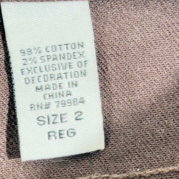 Chico's Platinum Jeans Woman's 2 Reg(M 12) Brown Embroidered Rivet Embellishment - Picture 8 of 16